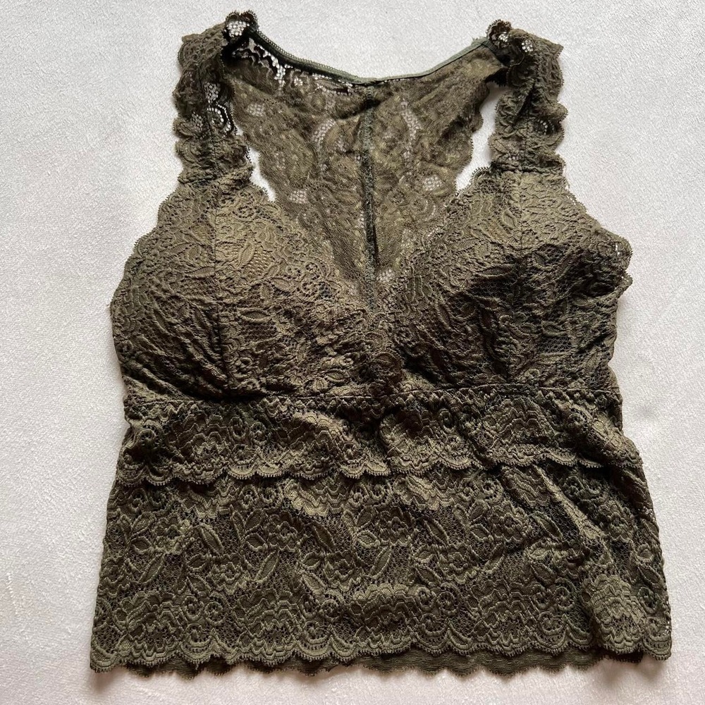 Lace Olive Green Racerback Tank Top renaissance ren faire hippie boho lingerie